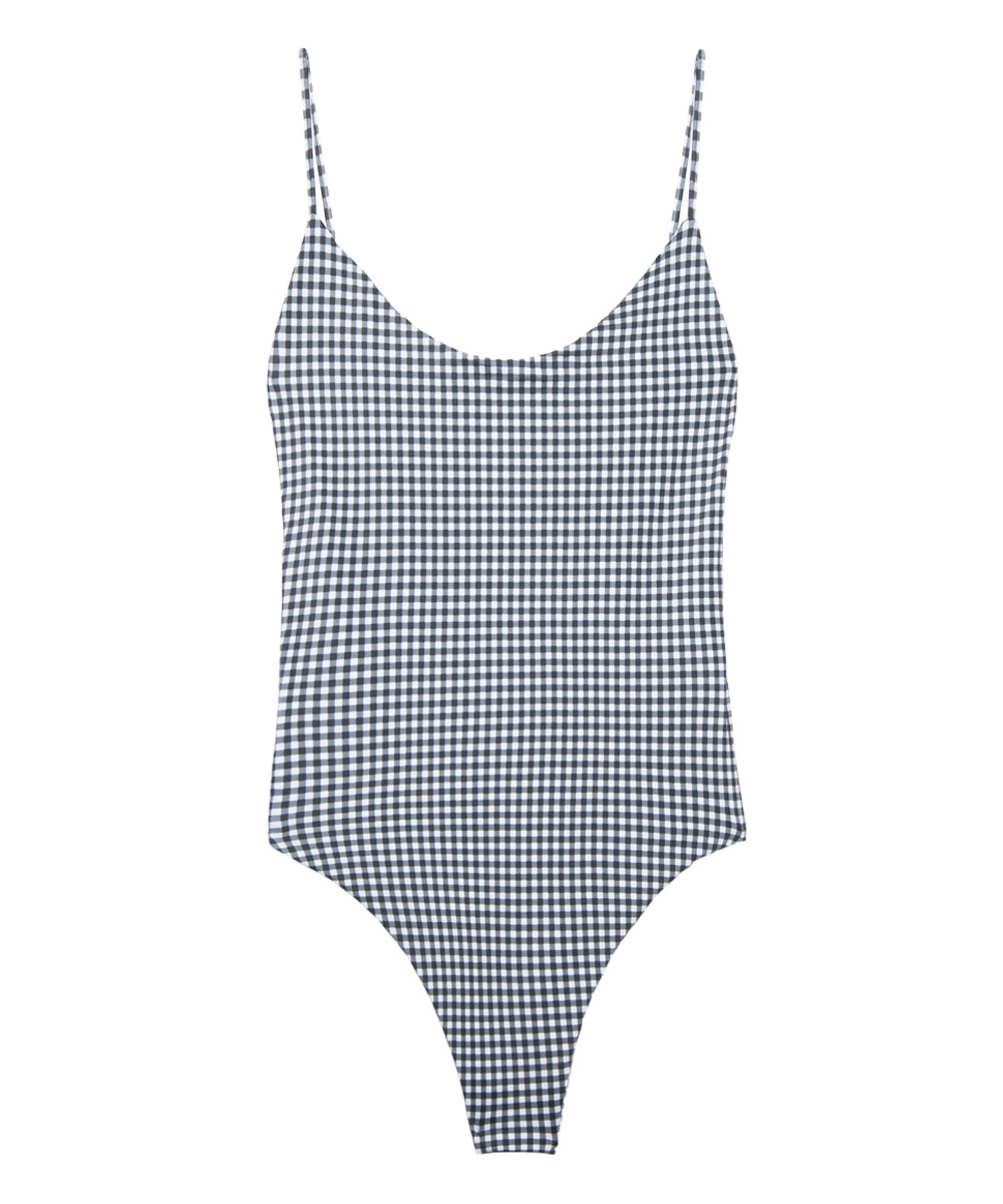 Sustainable luxury swimwear - Alona _ gingham - NOW THEN