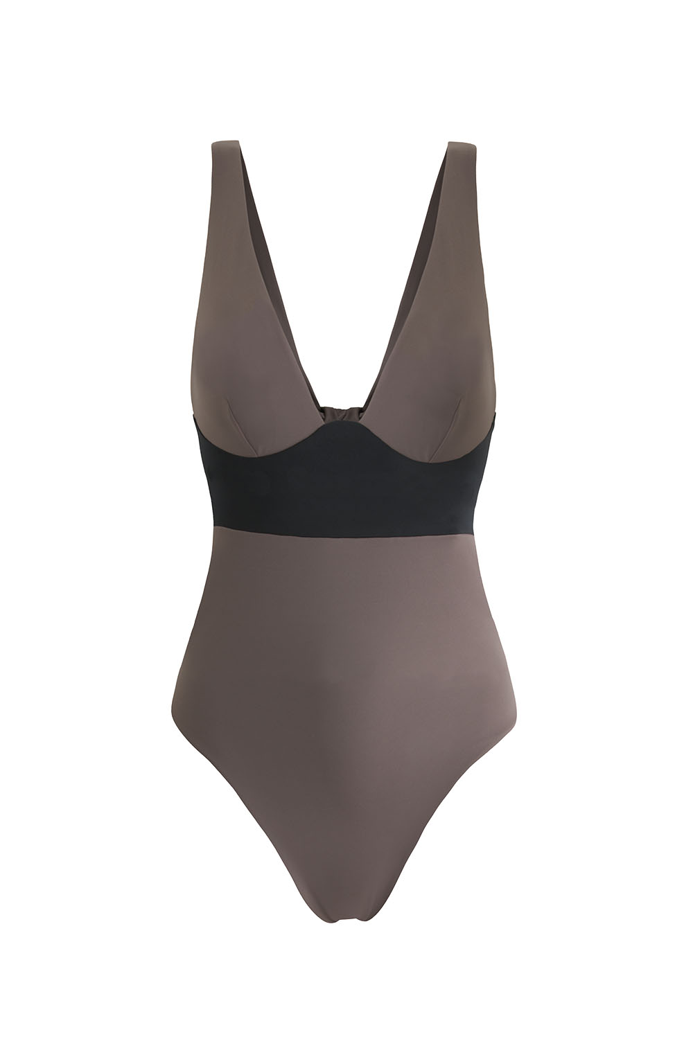 Sustainable Luxury Swimwear / Ropa de baño sostenible, eco swimsuit / bañador ecológico. Pacífico onepiece in taupe by NOW_THEN
