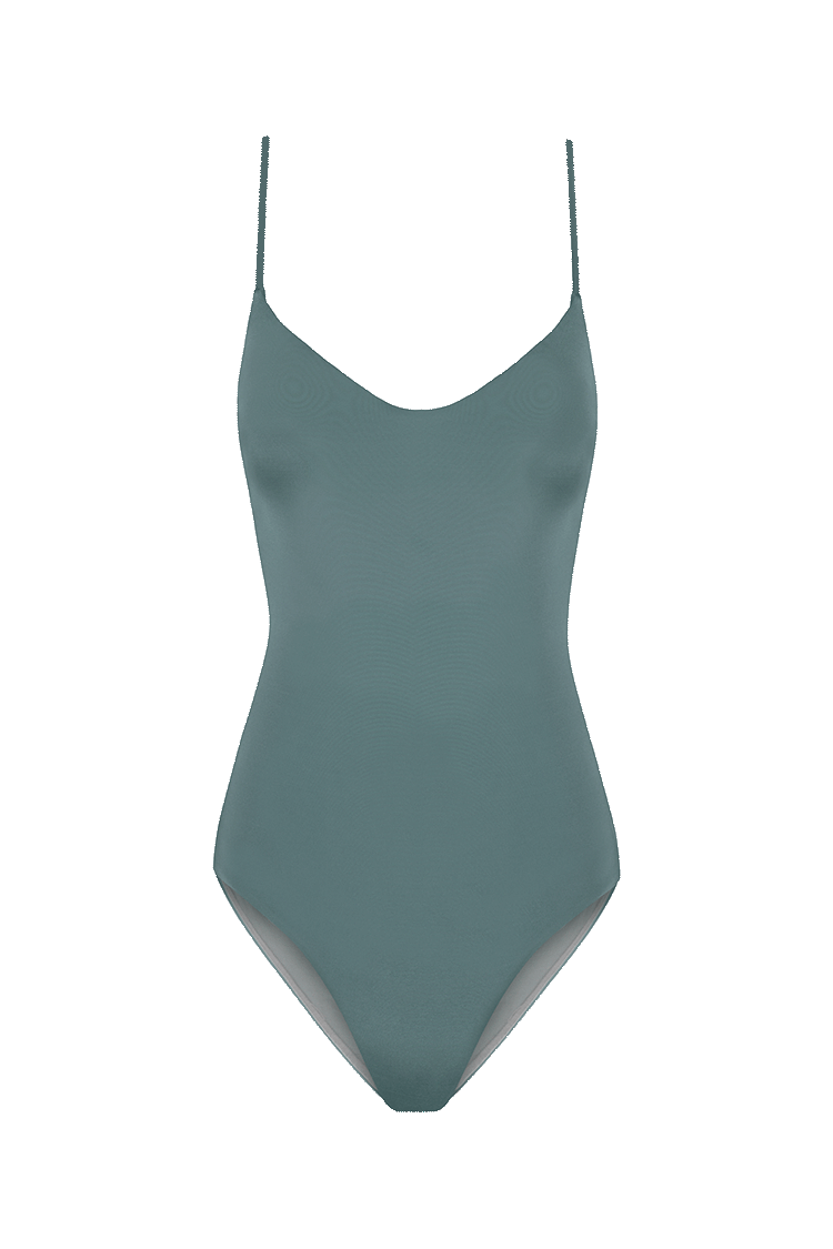 Sustainable Swimwear, recycled Econyl fabric, handmade in Spain. Aridane swimsuit in kelp, by NOW_THEN
