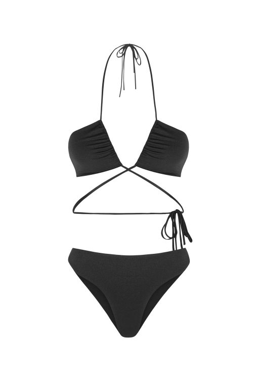 ARI+ENTALULA BLACK by NOW_THEN, eco swimwear, eco swimwear made from recycled plastic, handmade, ECONYL, swimwear for women, sustainable swimwear for surfing,