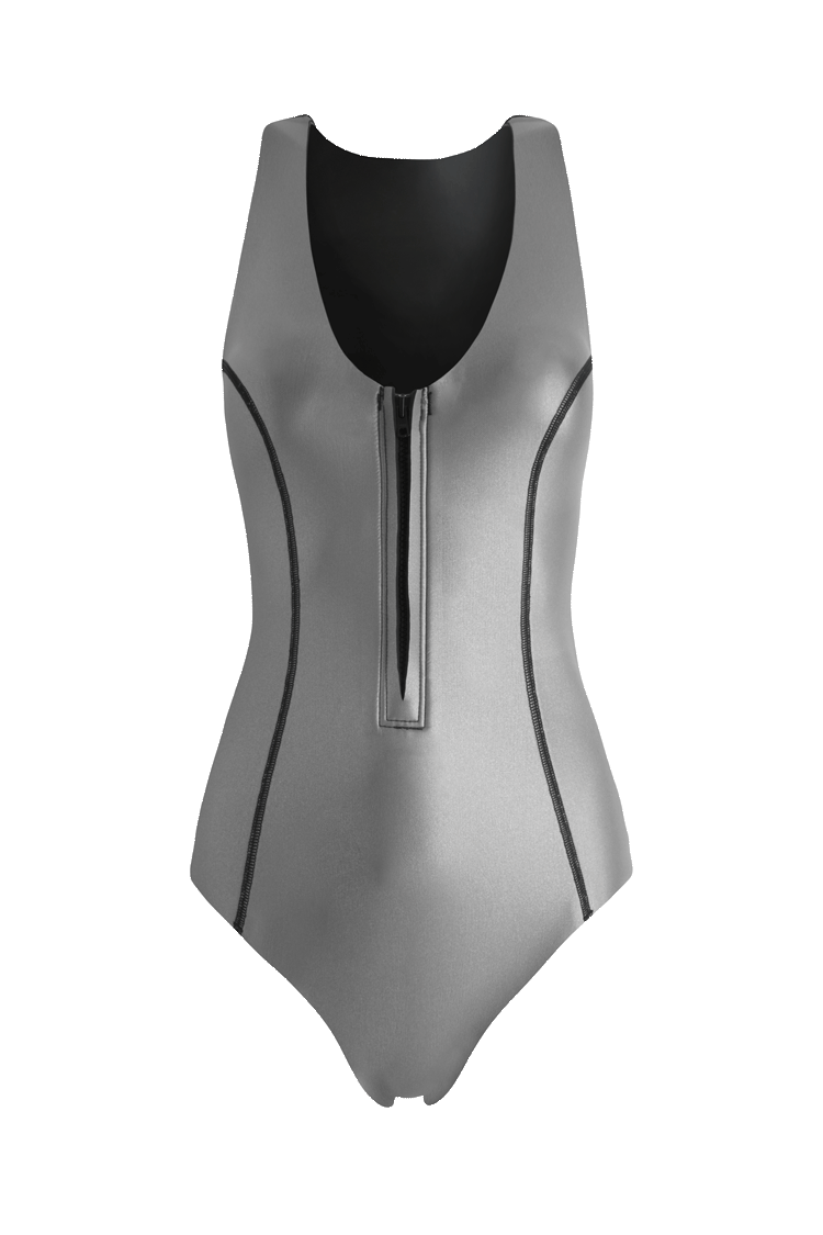 Neoprene wetsuit, petroleum-free surf ecoprene. Sylvia wetsuit, by NOW_THEN, sustainable swimwear.