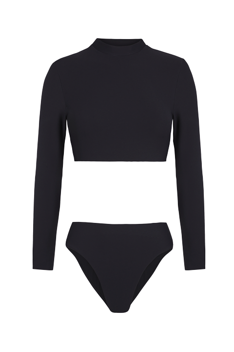 Neoprene wetsuit, petroleum-free surf ecoprene. Sylvia wetsuit, by NOW_THEN, sustainable swimwear.